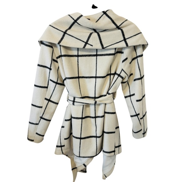 Chicwish Women's PRAIRIE GRID RABATO  Grid Off-White Wool Blend Coat SZ Large - Picture 5 of 10